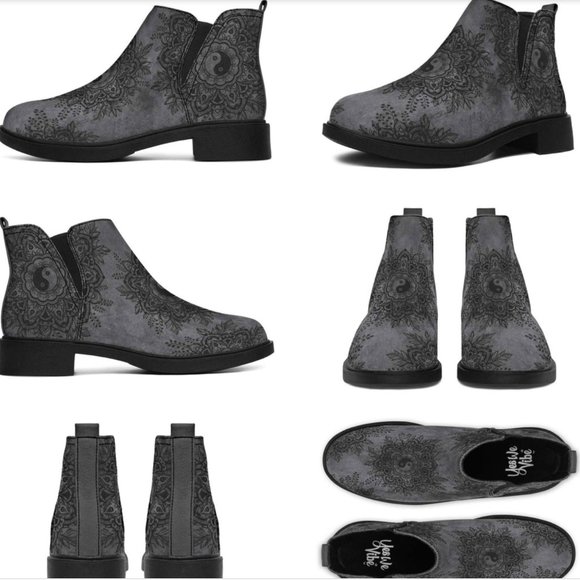 Yin Yang Mandala Gray Yes We Vibe Boots - Picture 1 of 1